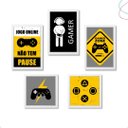 Ver imagem 2 de Kit 5 Quadros Decorativos Gamer Vídeo Game:branca