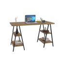 Ver imagem 2 de Escrivaninha Mesa Escritório Cavalete Estilo Kuadra 4 Prateleiras 135cm Industrial Lâmina Mel Marrom