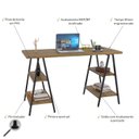 Ver imagem 5 de Escrivaninha Mesa Escritório Cavalete Estilo Kuadra 4 Prateleiras 135cm Industrial Lâmina Mel Marrom