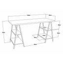 Ver imagem 4 de Escrivaninha Mesa Escritório Cavalete Estilo Kuadra 4 Prateleiras 135cm Industrial Lâmina Mel Marrom