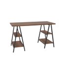 Ver imagem 3 de Escrivaninha Mesa Escritório Cavalete Estilo Kuadra 4 Prateleiras 135cm Industrial Nogal Marrom