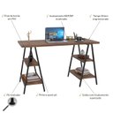 Ver imagem 5 de Escrivaninha Mesa Escritório Cavalete Estilo Kuadra 4 Prateleiras 135cm Industrial Nogal Marrom