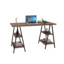 Ver imagem 2 de Escrivaninha Mesa Escritório Cavalete Estilo Kuadra 4 Prateleiras 135cm Industrial Nogal Marrom