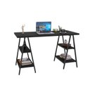 Ver imagem 2 de Escrivaninha Mesa Escritório Cavalete Estilo Kuadra 4 Prateleiras 135cm Industrial Preto Ônix
