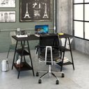 Ver imagem 6 de Escrivaninha Mesa Escritório Cavalete Estilo Kuadra 4 Prateleiras 135cm Industrial Preto Ônix