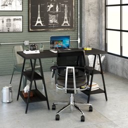 Escrivaninha Cavalete 135cm 4 Prateleiras Estilo Industrial Kuadra  - 6