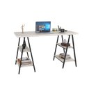 Ver imagem 2 de Escrivaninha Mesa Escritório Cavalete Estilo Kuadra 4 Prateleiras 135cm Industrial Snow Branco