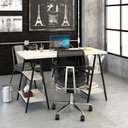 Ver imagem 6 de Escrivaninha Mesa Escritório Cavalete Estilo Kuadra 4 Prateleiras 135cm Industrial Snow Branco