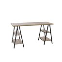 Ver imagem 3 de Escrivaninha Mesa Escritório Cavalete Estilo Kuadra 4 Prateleiras 150cm Industrial Lâmina Mel Marrom
