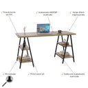 Ver imagem 5 de Escrivaninha Mesa Escritório Cavalete 150cm 4 Prateleiras Estilo Industrial Kuadra