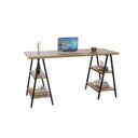 Ver imagem 2 de Escrivaninha Mesa Escritório Cavalete Estilo Kuadra 4 Prateleiras 150cm Industrial Lâmina Mel Marrom
