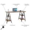 Ver imagem 5 de Escrivaninha Mesa Escritório Cavalete Estilo Kuadra 4 Prateleiras 150cm Industrial Lâmina Mel Marrom