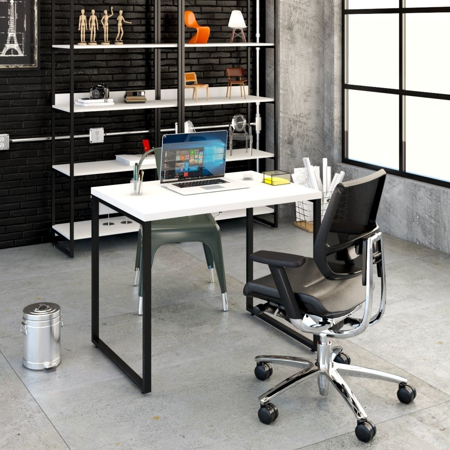 Mesa para Escritório Office Estilo Industrial 90cm Kuadra  - 6