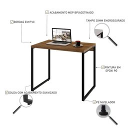 Escrivaninha Mesa Escritório Office Estilo Industrial 90cm Kuadra - 5 Escrivaninha Mesa Escritório Office Estilo Industrial 90cm Kuadra - 5