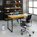Ver imagem 6 de Escrivaninha Mesa Escritório Office Estilo Kuadra 90cm Industrial Lâmina Mel Marrom