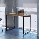 Ver imagem 1 de Escrivaninha Mesa Escritório Office Estilo Kuadra 90cm Industrial Lâmina Mel Marrom