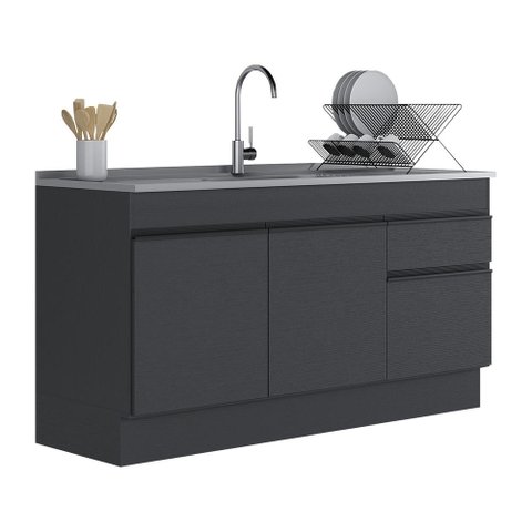 Balcão Cozinha com Rodapé Gabinete Pia 150 Cm 3 Portas 1 Gaveta Veneza Multimóveis Mp2115.895
