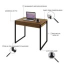 Ver imagem 4 de Escrivaninha Mesa Escritório Kuadra 2 Gavetas 90cm Estrutura Industrial Preto Marrom/Lâmina Mel