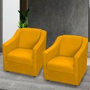 Ver imagem 6 de Kit 3 Poltronas Mila Pé de Plástico Cromado - Mostarda Suede