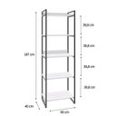 Ver imagem 4 de Estante de Livros Industrial Aço 60CMX187CM 5 Prateleiras Kuadra Branco