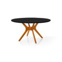 Ver imagem 1 de Mesa Redonda 130cm Sala Jantar Julia Pés Madeira Tampo Vidro:preto/castanho