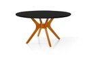 Ver imagem 1 de Mesa Redonda 130cm Sala Jantar Julia Pés Madeira Tampo Vidro:preto/castanho