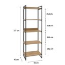 Ver imagem 4 de Estante de Livros Industrial Aço 60CMX187CM 5 Prateleiras Kuadra Marrom