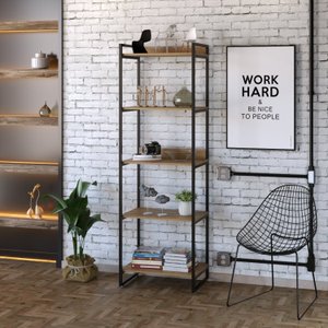 Estante para Livros Industrial 187cmx60cm 5 Prateleiras Kuadra