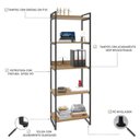 Ver imagem 5 de Estante de Livros Industrial Aço 60CMX187CM 5 Prateleiras Kuadra Marrom