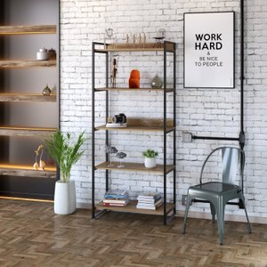 Estante para Livros Industrial 187cmx80cm 5 Prateleiras Kuadra