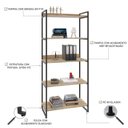 Ver imagem 5 de Estante de Livros Industrial Aço 80CMX187CM 5 Prateleiras Kuadra Marrom