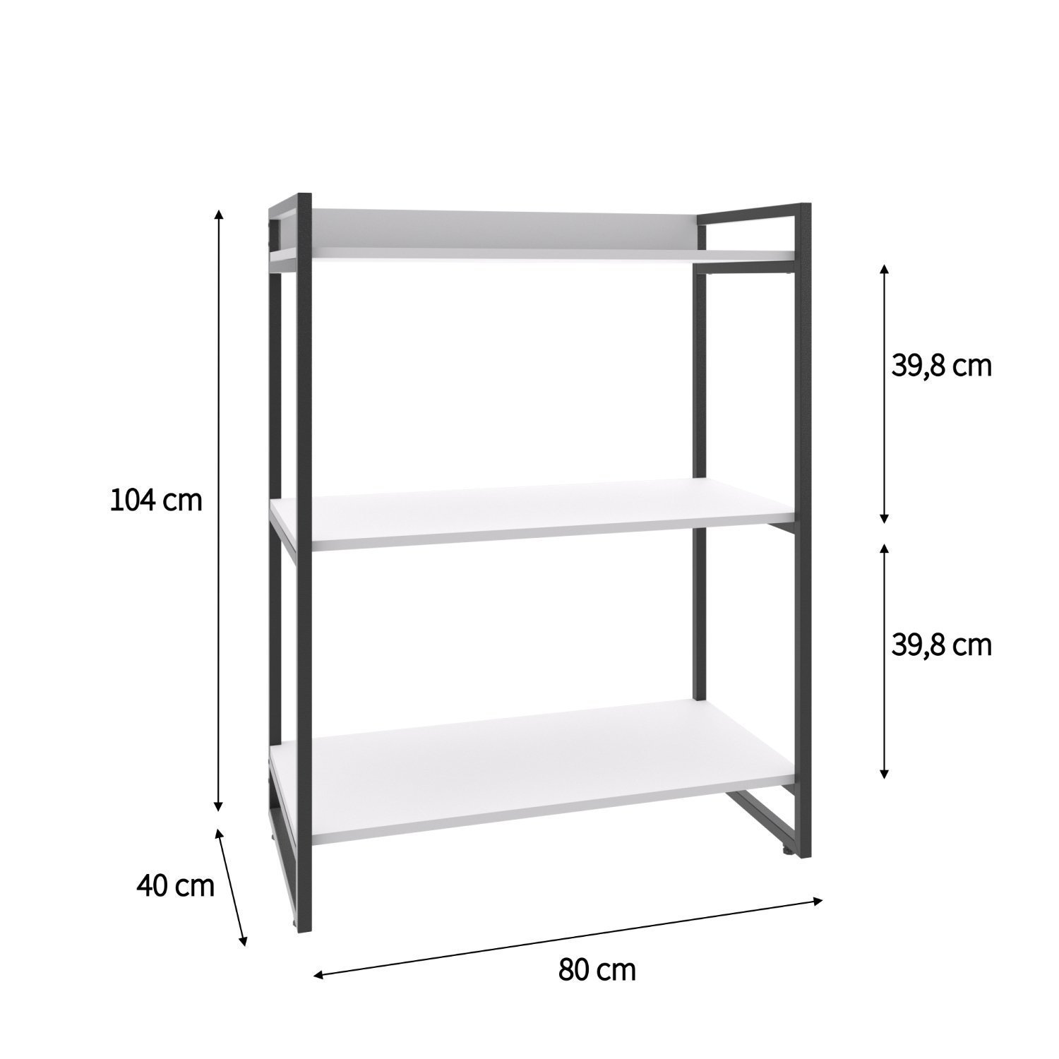 Estante para Livros Industrial 104cmx80cm 3 Prateleiras Kuadra - 4