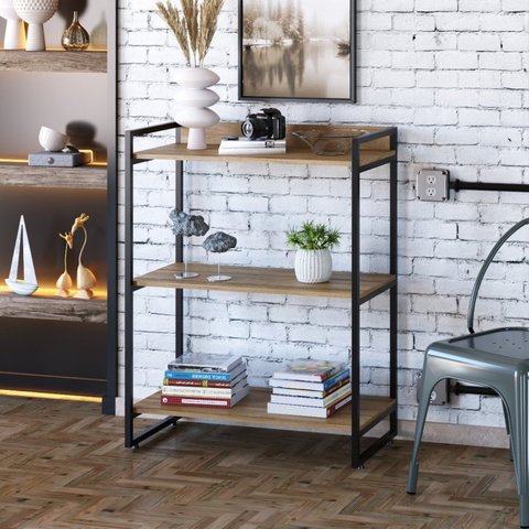 Estante para Livros Industrial 104cmx80cm 3 Prateleiras Kuadra