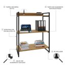 Ver imagem 5 de Estante de Livros Industrial Aço 80CMX104CM 3 Prateleiras Kuadra Marrom
