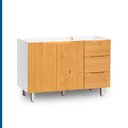 Ver imagem 3 de Balcão para Pia 120cm sem Tampo 2 Portas 3 Gavetas Madeira Maciça/MDF Ikigai Branco/Carvalho