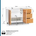 Ver imagem 4 de Balcão para Pia 120cm sem Tampo 2 Portas 3 Gavetas Madeira Maciça/MDF Ikigai Branco/Carvalho