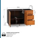 Ver imagem 4 de Balcão para Pia 120cm sem Tampo Madeira Maciça/MDF Island Preto/Garapa