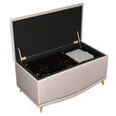 Ver imagem 3 de Cabeceira Cama Box Solteiro 90cm Com Calçadeira Baú Imperial J02 Suede Bege - Mpozenato
