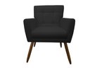 Ver imagem 3 de Kit Namoradeira + 2 Poltronas Decorativa Onix Couro Preto Pés Madeira Ms Decor