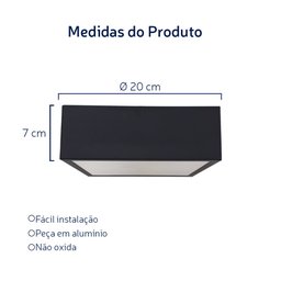 Palfon Quadrado de Aluminio Preto 20cm - 3