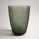 Ver imagem 1 de Conjunto de 6 Copos de Vidro com Relevo Verde Fumê 380 Ml – com Pé