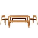 Ver imagem 2 de Mesa de Jantar 6 Lugares 180cm com 02 Bancos de Madeira e 02 Cadeiras Dunia F06 Rústico Claro -