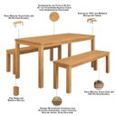 Ver imagem 5 de Mesa de Jantar 6 Lugares 180cm com 02 Bancos de Madeira e 02 Cadeiras Dunia F06 Rústico Claro -