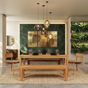 Ver imagem 4 de Mesa de Jantar 6 Lugares 180cm com 02 Bancos de Madeira e 02 Cadeiras Dunia F06 Rústico Claro -