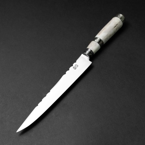 Faca Criolista Sg Forjada Aço Carbono Polido com Cabo de Chifre de Cervo e Alpaca:7" (18cm)