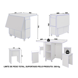 Mesa Dobrável e 4 Bancos Paris Zanzini - 4