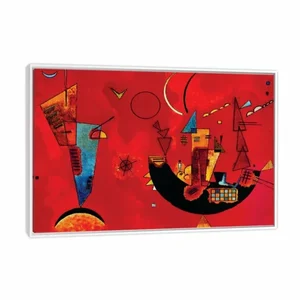 Quadro Decorativo Canvas Kandinsky a Favor e contra 95x63cm Moldura Branca
