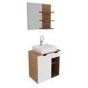 Ver imagem 2 de Gabinete para Banheiro com Espelheira e Cuba BN3619 Laranja/Amendoa/Branco