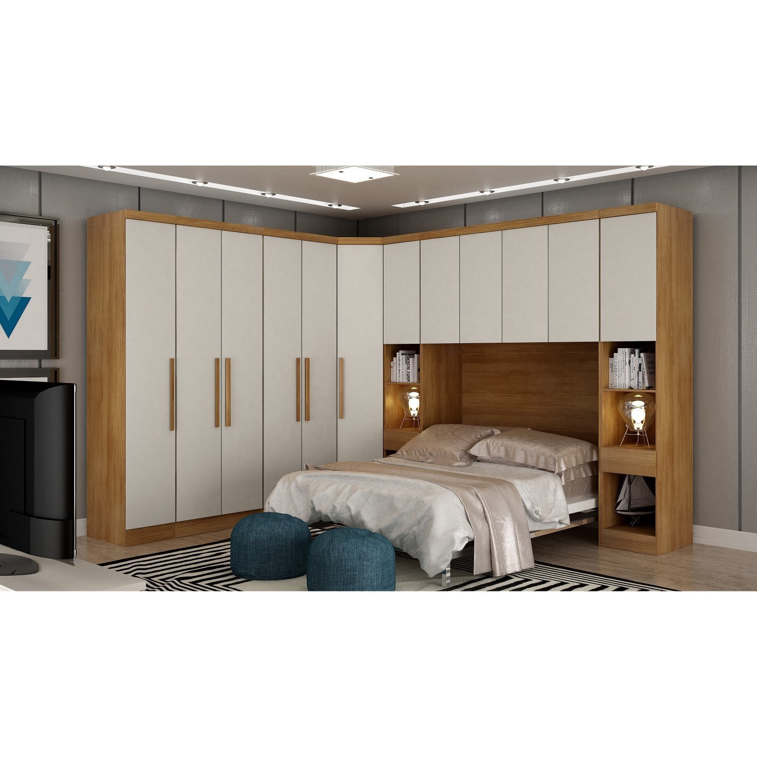 Guarda-roupa Mesa de Cabeceira 100% Mdf Cairo - 2