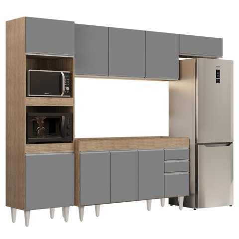 Armário de Cozinha Modulada 4 Peças CP10 Balcão sem Tampo Castanho/Preto - Lumil Lumil Móveis